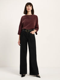 Blouse manches 3/4 en cupro LANIUS, chocolat, vue 3