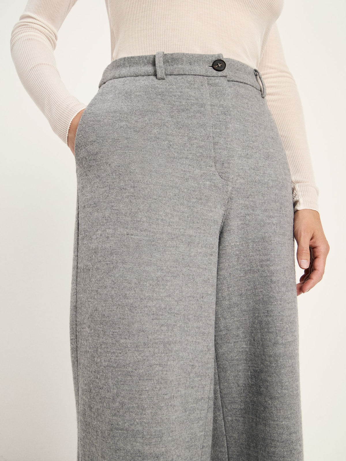 Pantalon Marlene en flanelle de laine LANIUS, gris chiné, vue 4