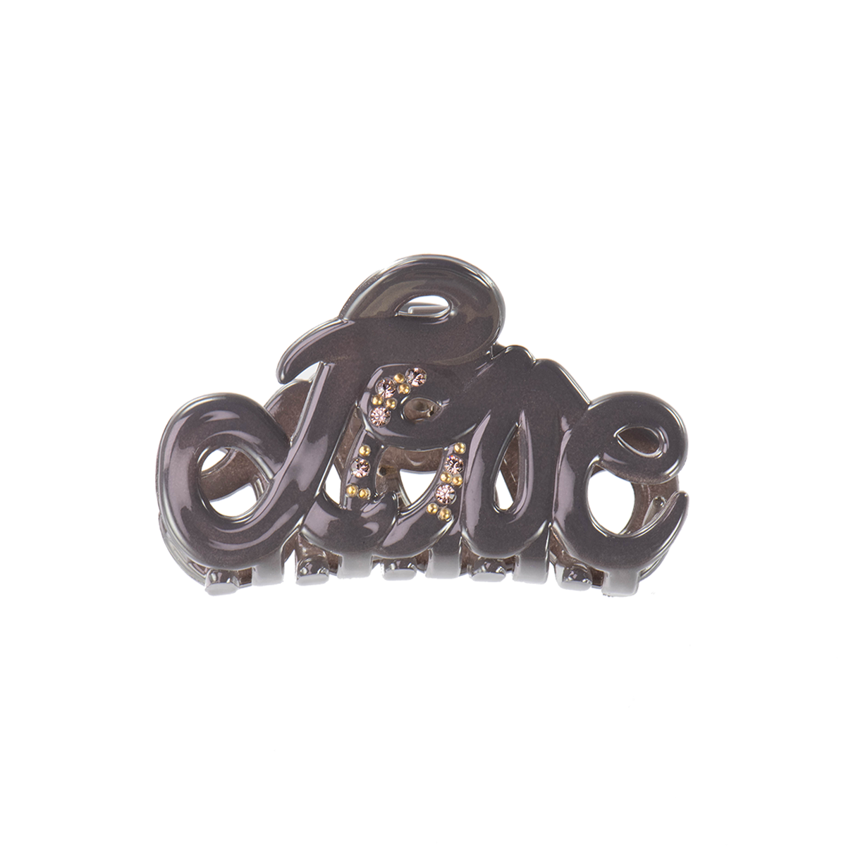 Pince à cheveux Love Claw 5 cm taupe avec pierres Swarovski, BON DEP