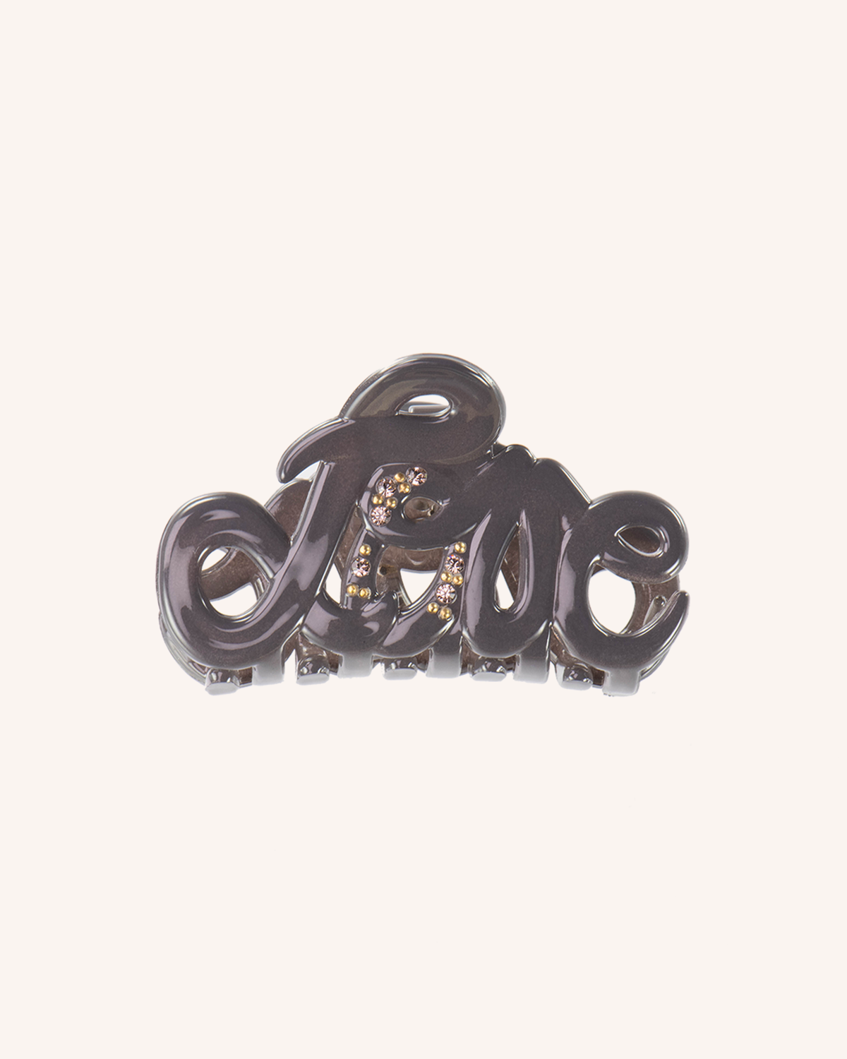 Pince à cheveux Love Claw 5 cm taupe avec pierres Swarovski, BON DEP
