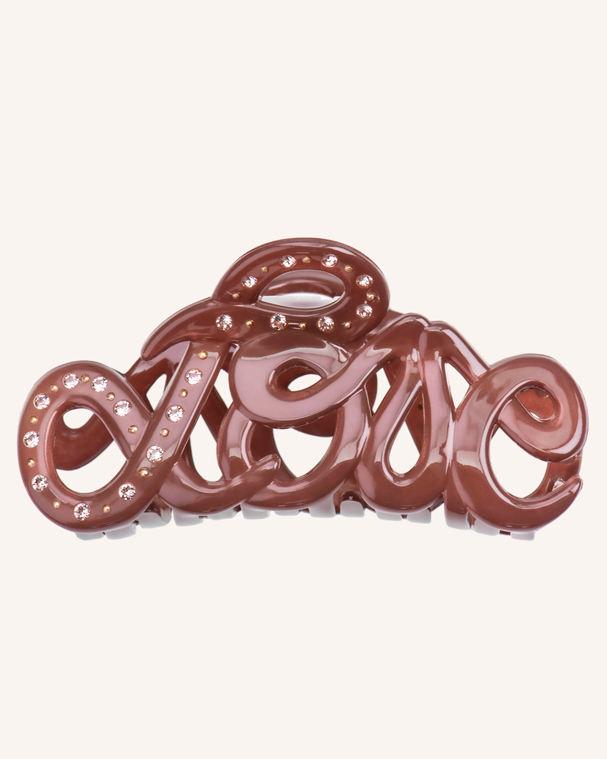 Pince à cheveux Love Claw 8 cm châtaigne avec pierres Swarovski, BON DEP