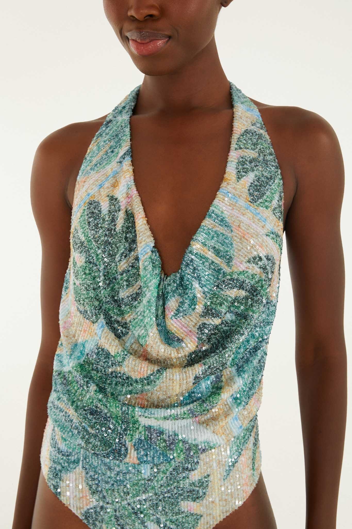 Maillot de bain une pièce FARM Rio à imprimé Mosaic Rio, encolure en V et dos à nouer, vue de dos