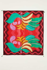 Paréo FARM Rio à imprimé multicolore Banana Queen avec pompons aux quatre coins, vue de dos