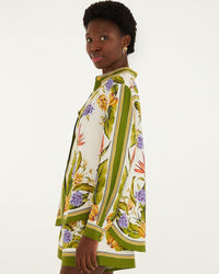 Chemise FARM Rio à imprimé tropical, détail du tissu