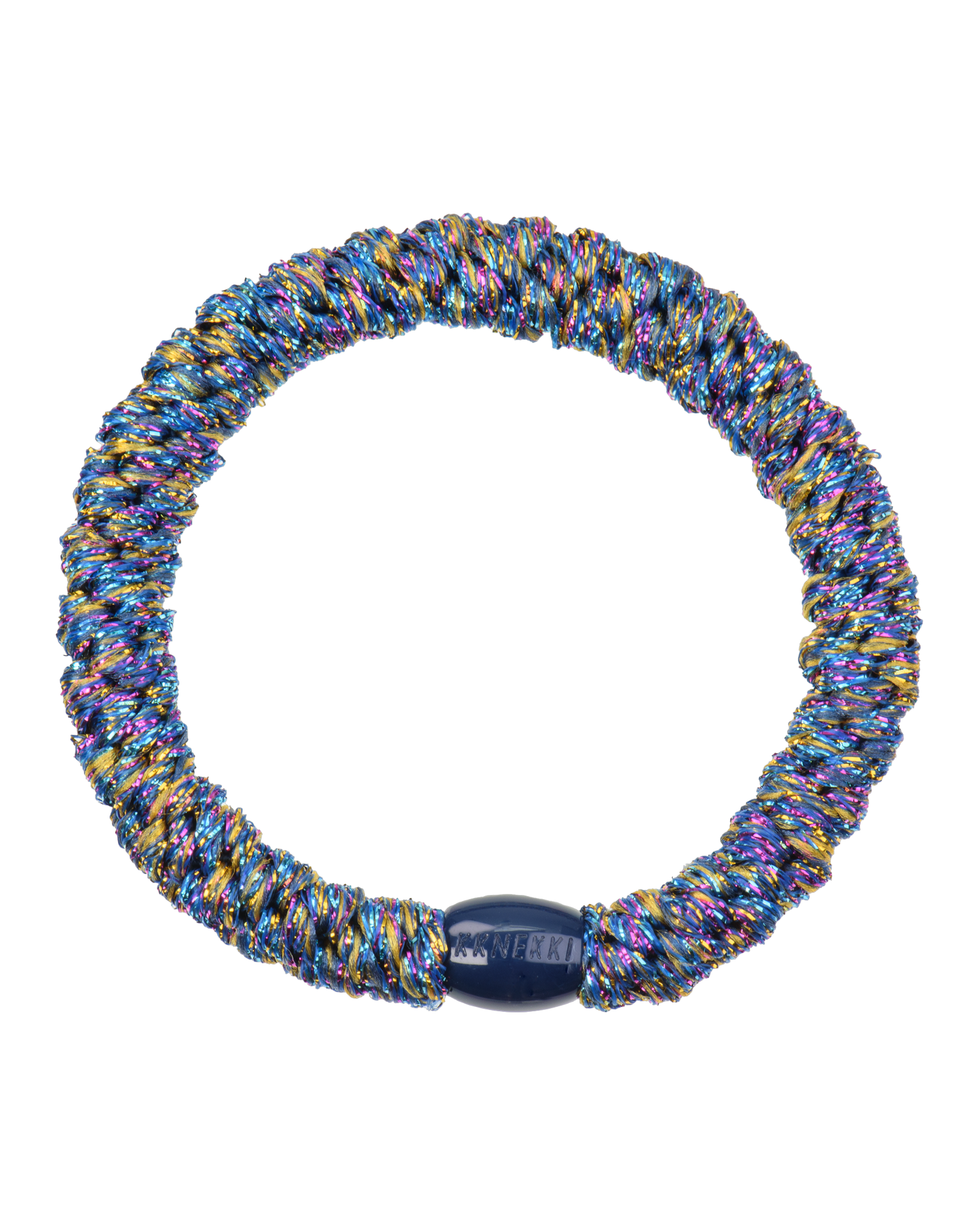 Élastique à cheveux Kknekki Original Bleu Électrique Multi Pailleté, vue de face