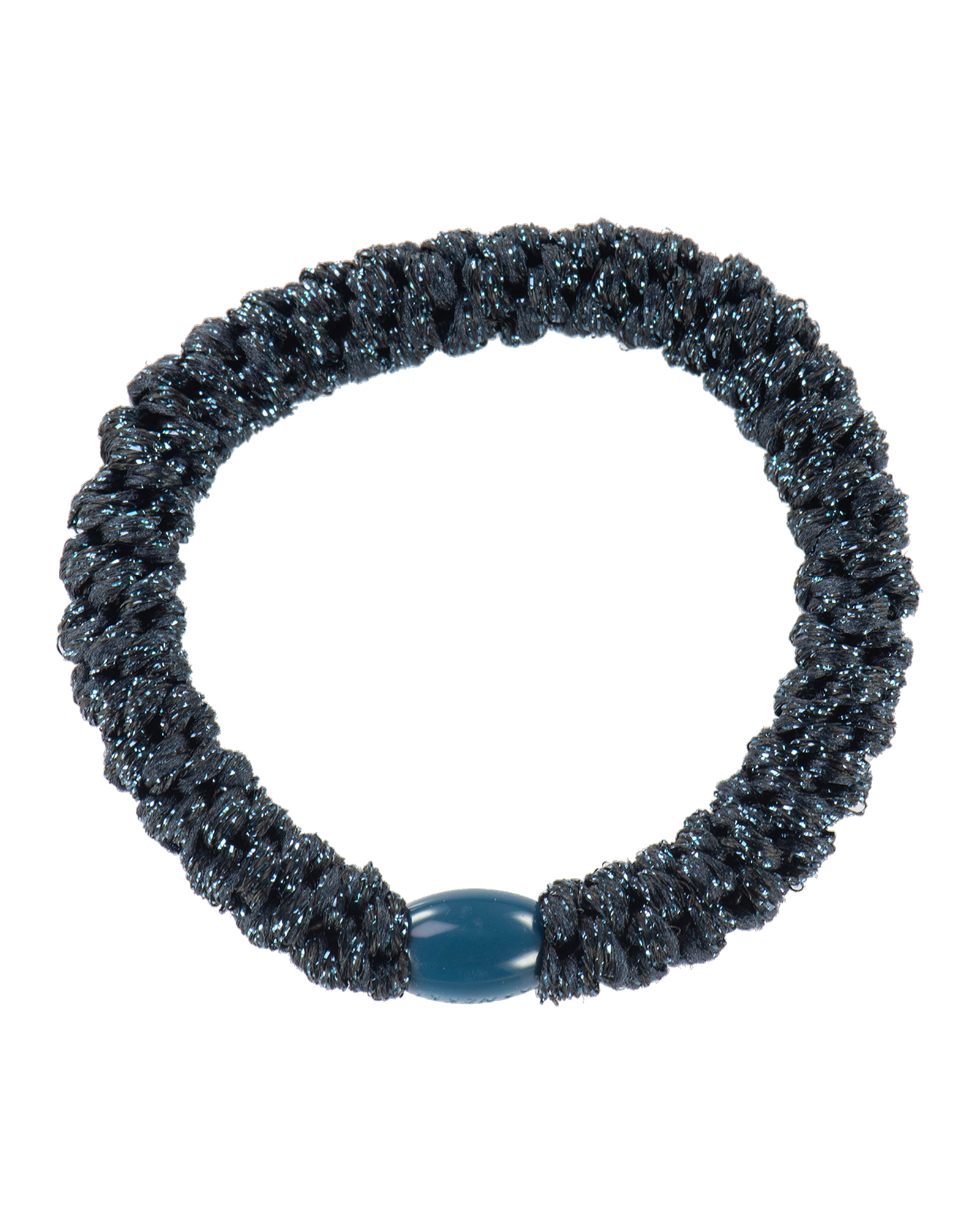 Élastique à cheveux Kknekki Original Bleu Pétrole Pailleté, vue de face