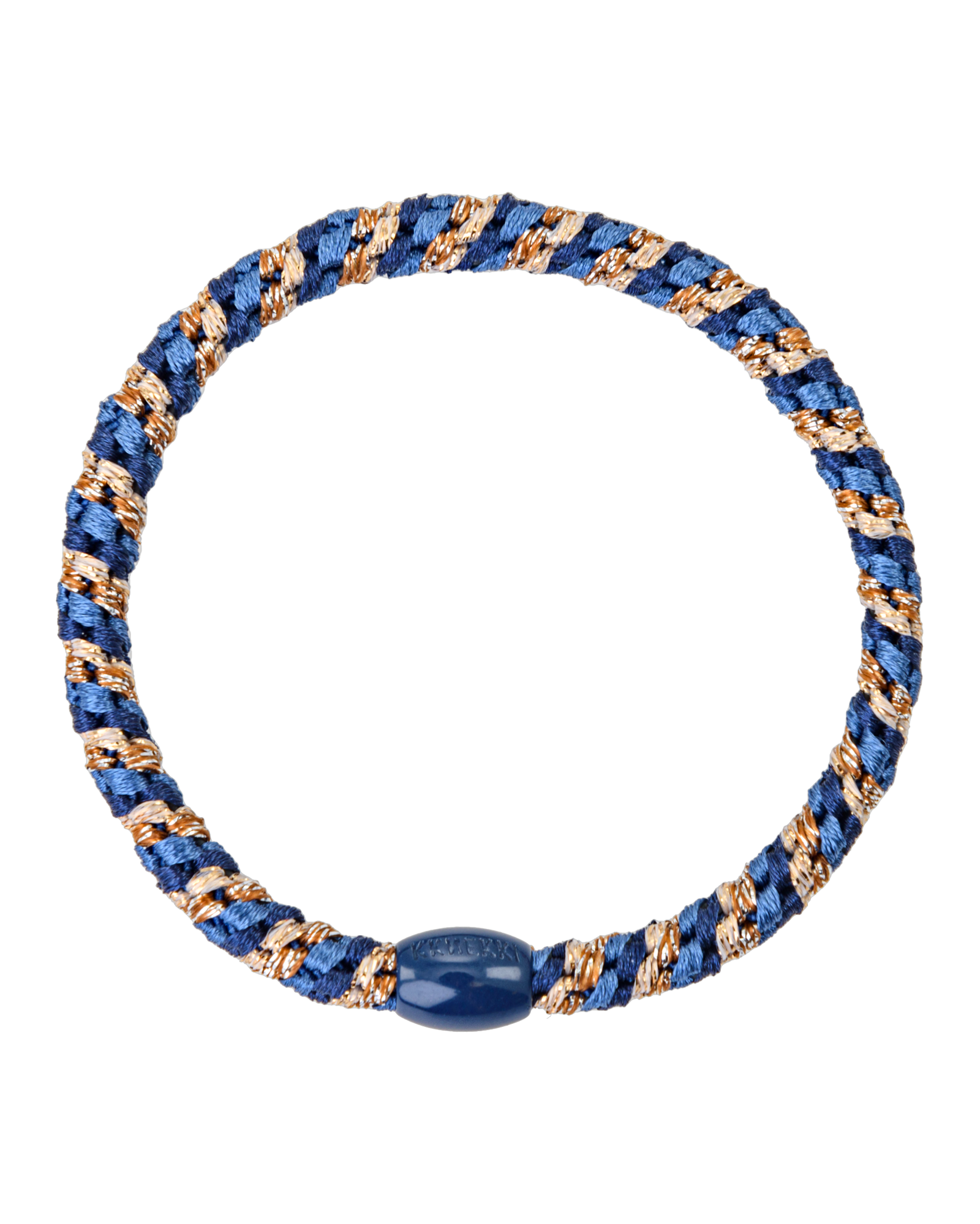 Élastique à cheveux Kknekki Slim Mix Bleu Marine & Or Pailleté, vue de face