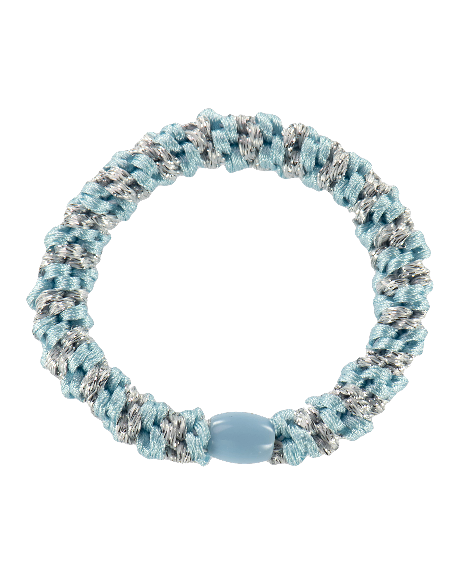 Élastique à cheveux Kknekki Original Rayé Bleu Clair & Argent, vue de face
