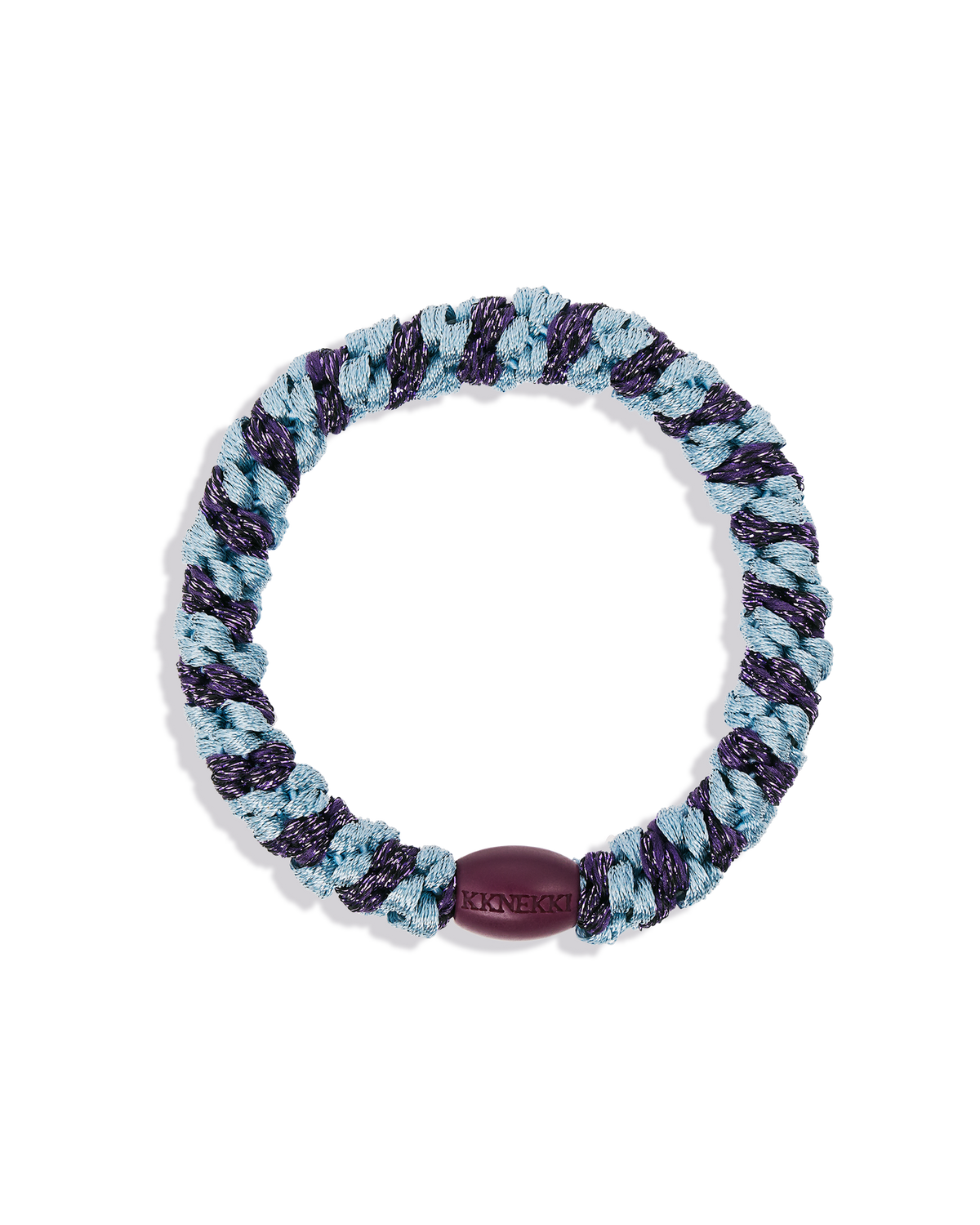 Élastique à cheveux Kknekki Original Rayé Bleu Mer & Violet Foncé Pailleté, vue de face