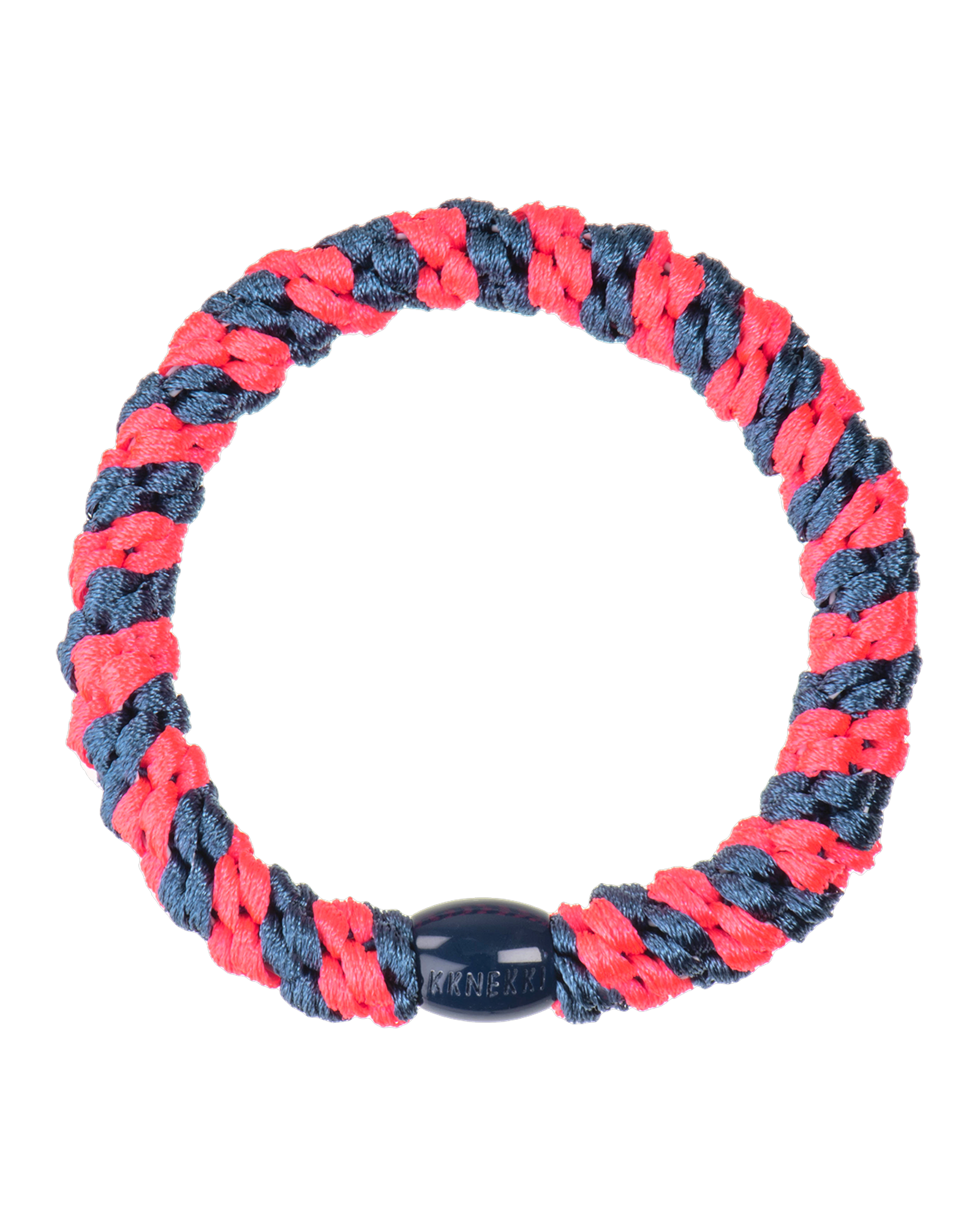 Élastique à cheveux Kknekki Original Rayé Indigo & Rose Néon, vue de face
