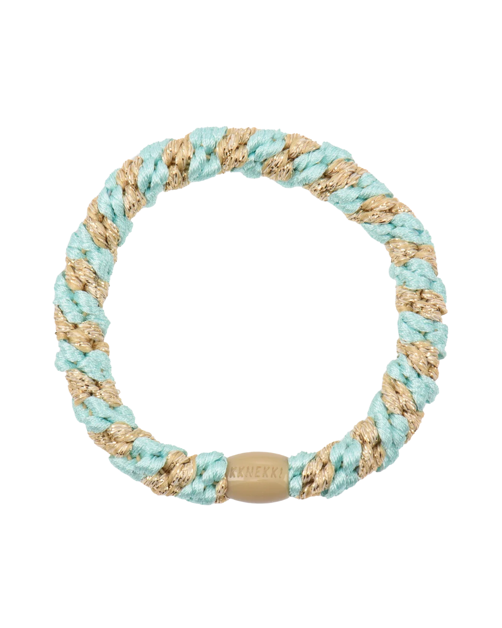 Élastique à cheveux Kknekki Original Rayé Menthe & Beige Pailleté, vue de face