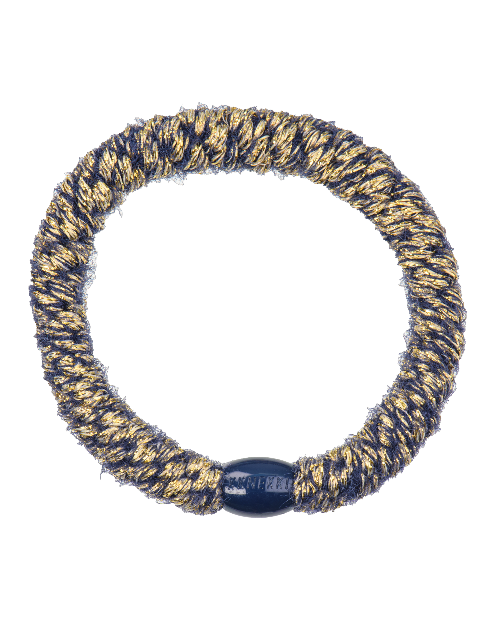 Élastique à cheveux Kknekki Original Velours Bleu Marine Pailleté, vue de face