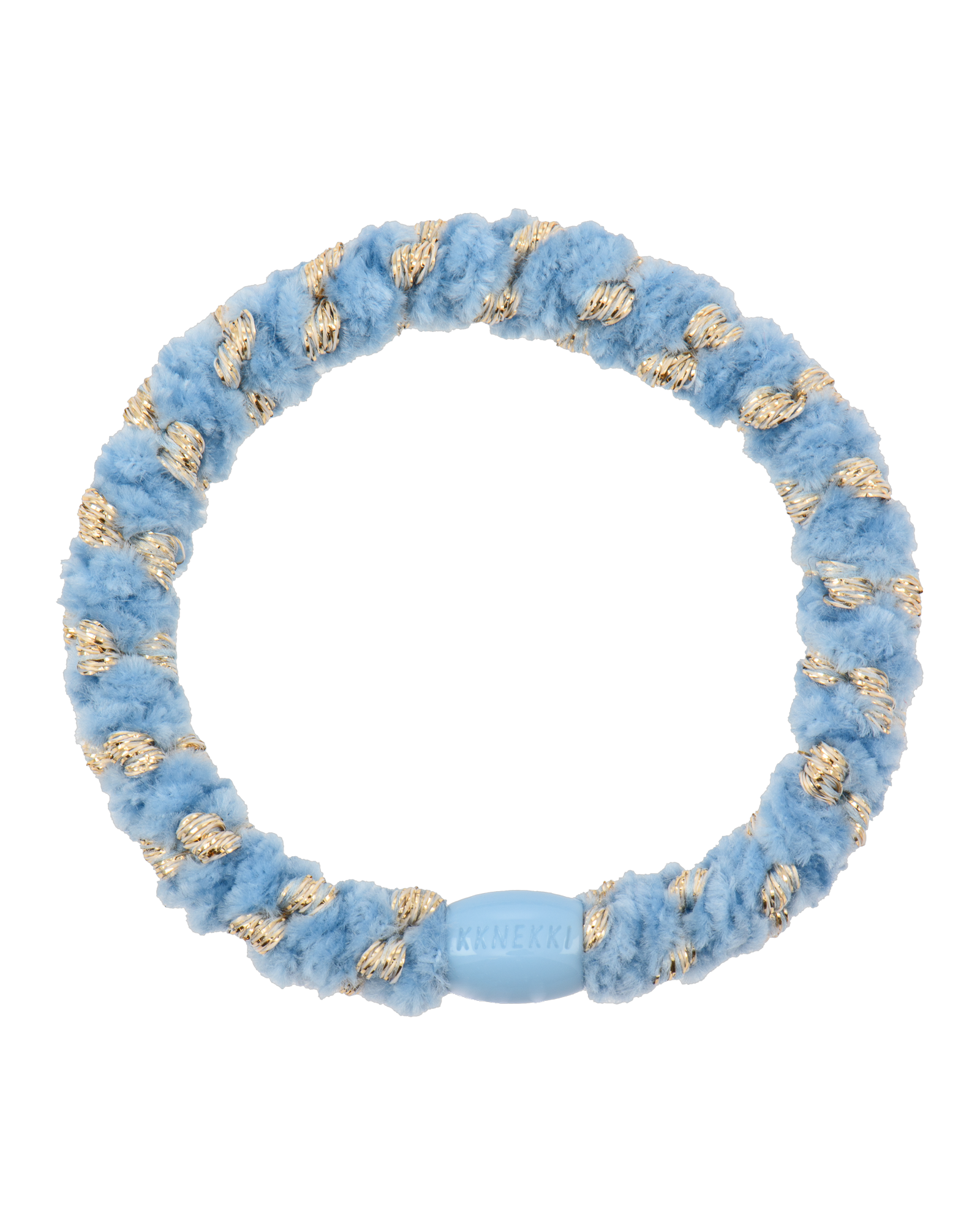 Élastique à cheveux Kknekki Original Velours Rayé Bleu Clair, vue de face