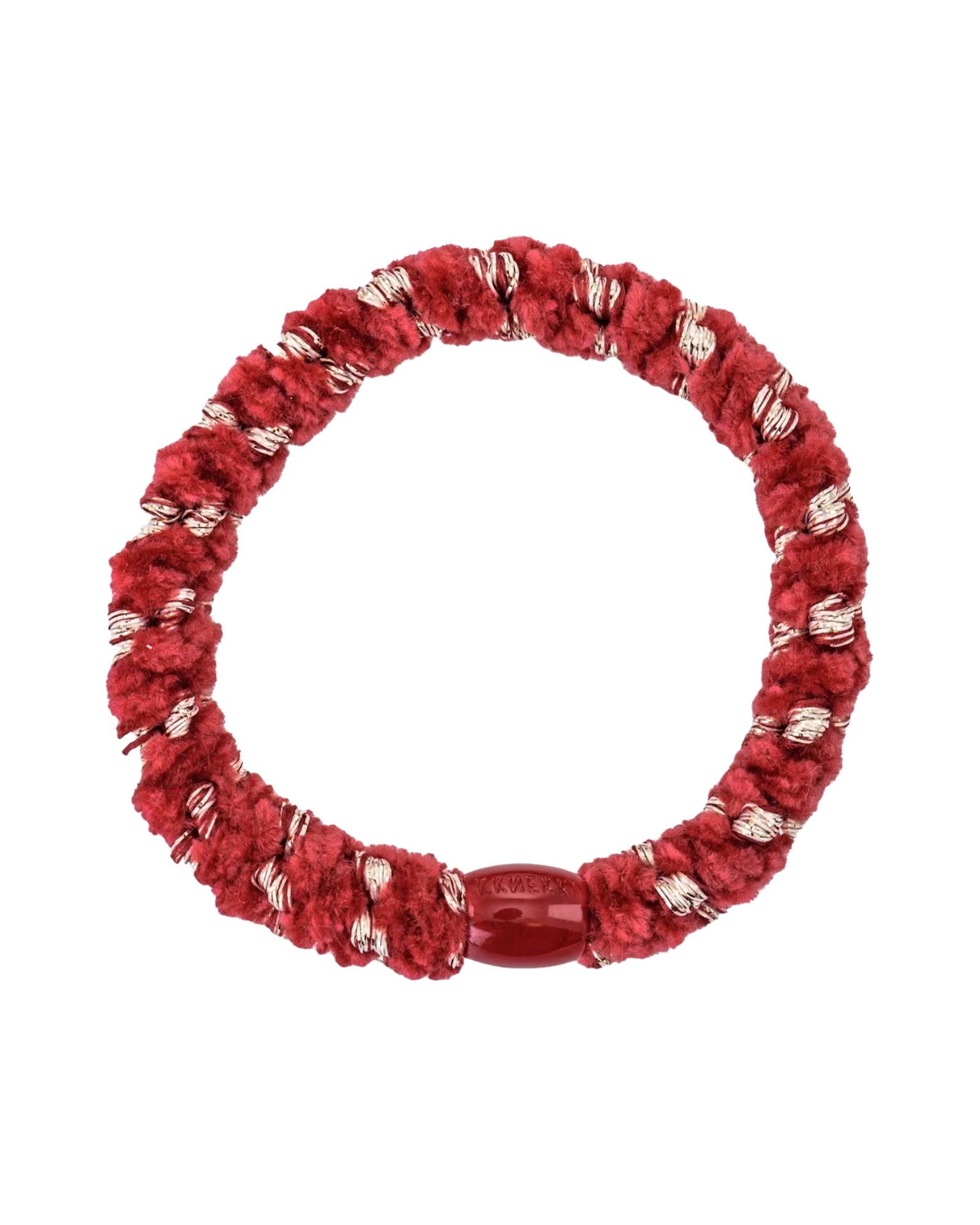 Élastique à cheveux Kknekki Original Velours Rayé Framboise, vue de face