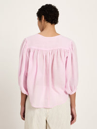 Blouse ramie froncée LANIUS Rose Poudré – vue de profil