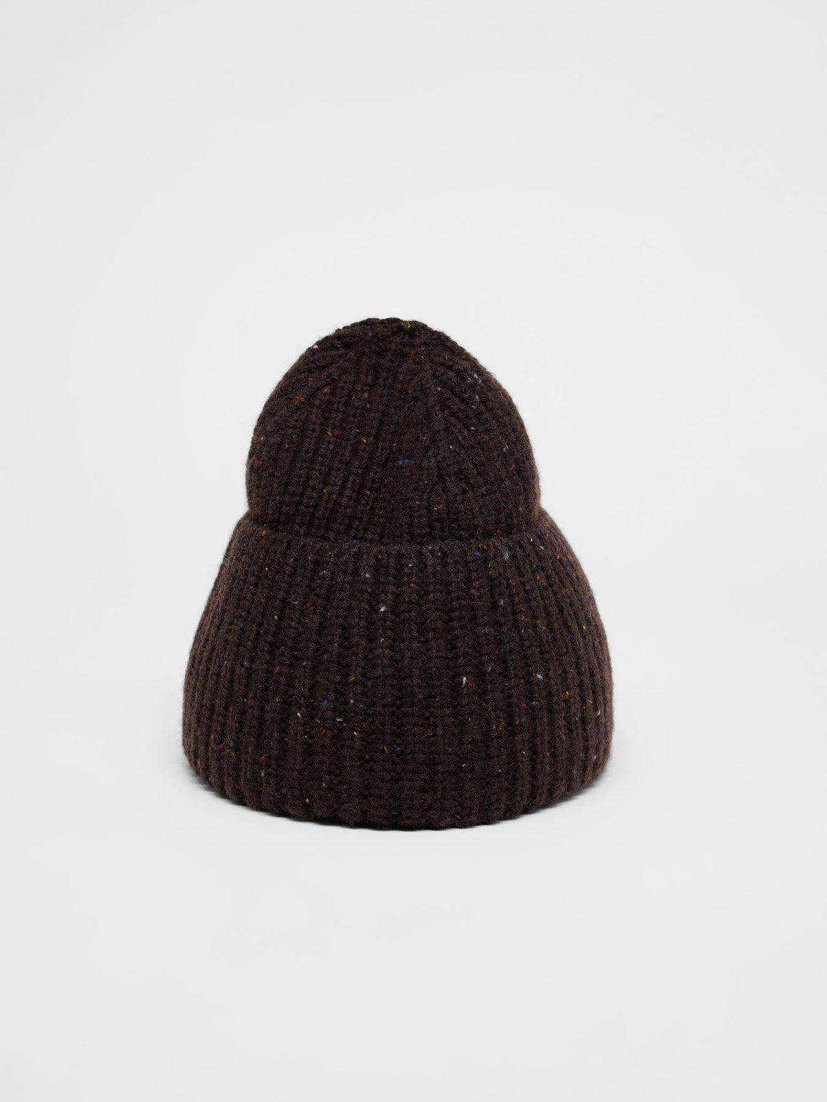 Bonnet côtelé LANIUS Chocolat tweed – vue de trois quarts