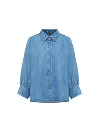 Chemise en denim fluide LANIUS Bleu Délavé – vue à plat