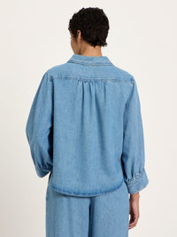 Chemise en denim fluide LANIUS Bleu Délavé – vue de dos