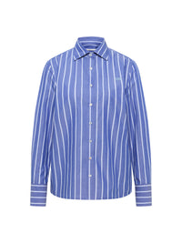 Chemise à rayures en coton bio LANIUS Bleu électrique & bleu clair – à plat