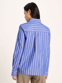 Chemise à rayures LANIUS Bleu électrique & bleu clair – vue de dos