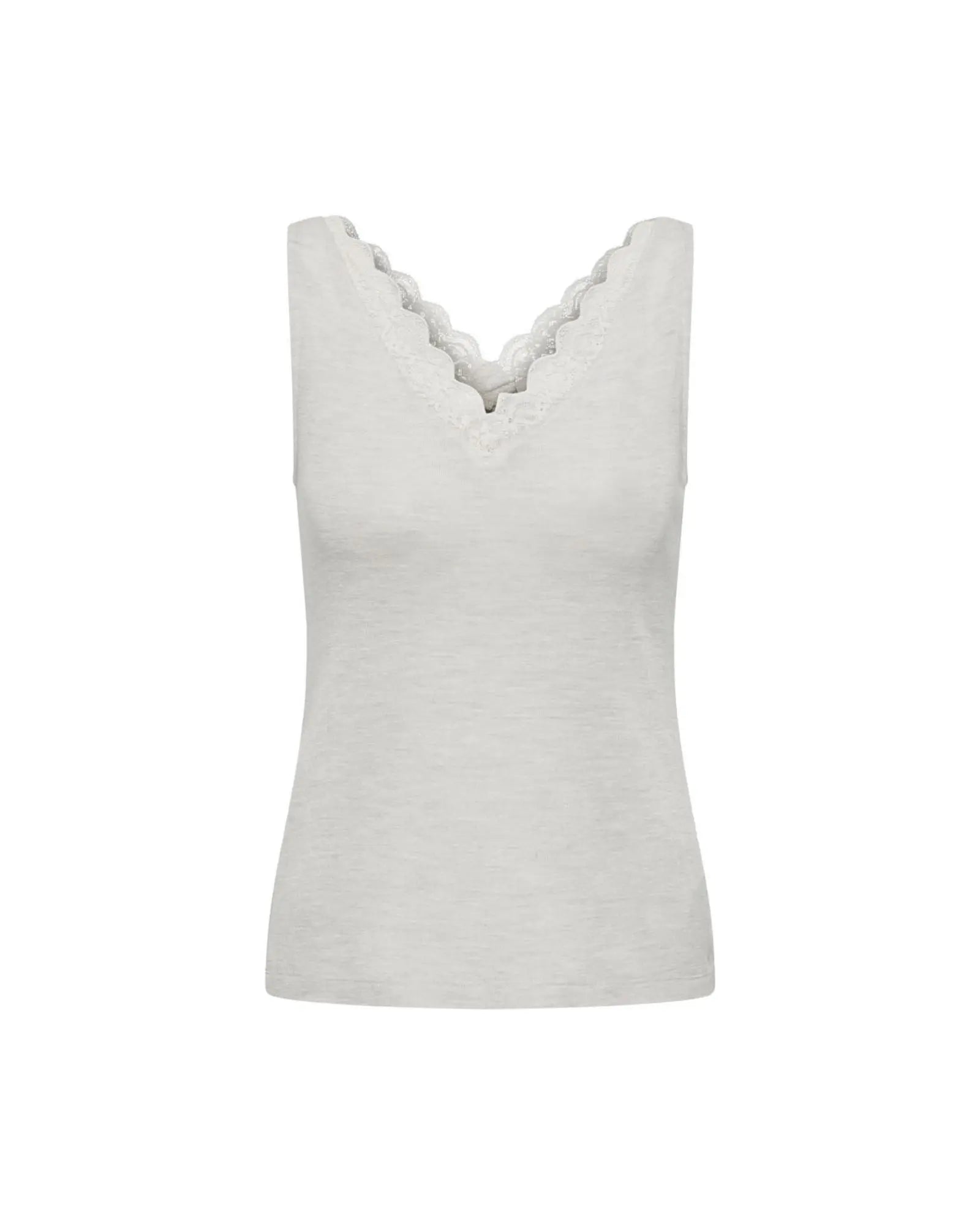 Débardeur coton bio dentelle LANIUS Gris Chiné – vue à plat
