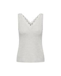 Débardeur coton bio dentelle LANIUS Gris Chiné – vue à plat