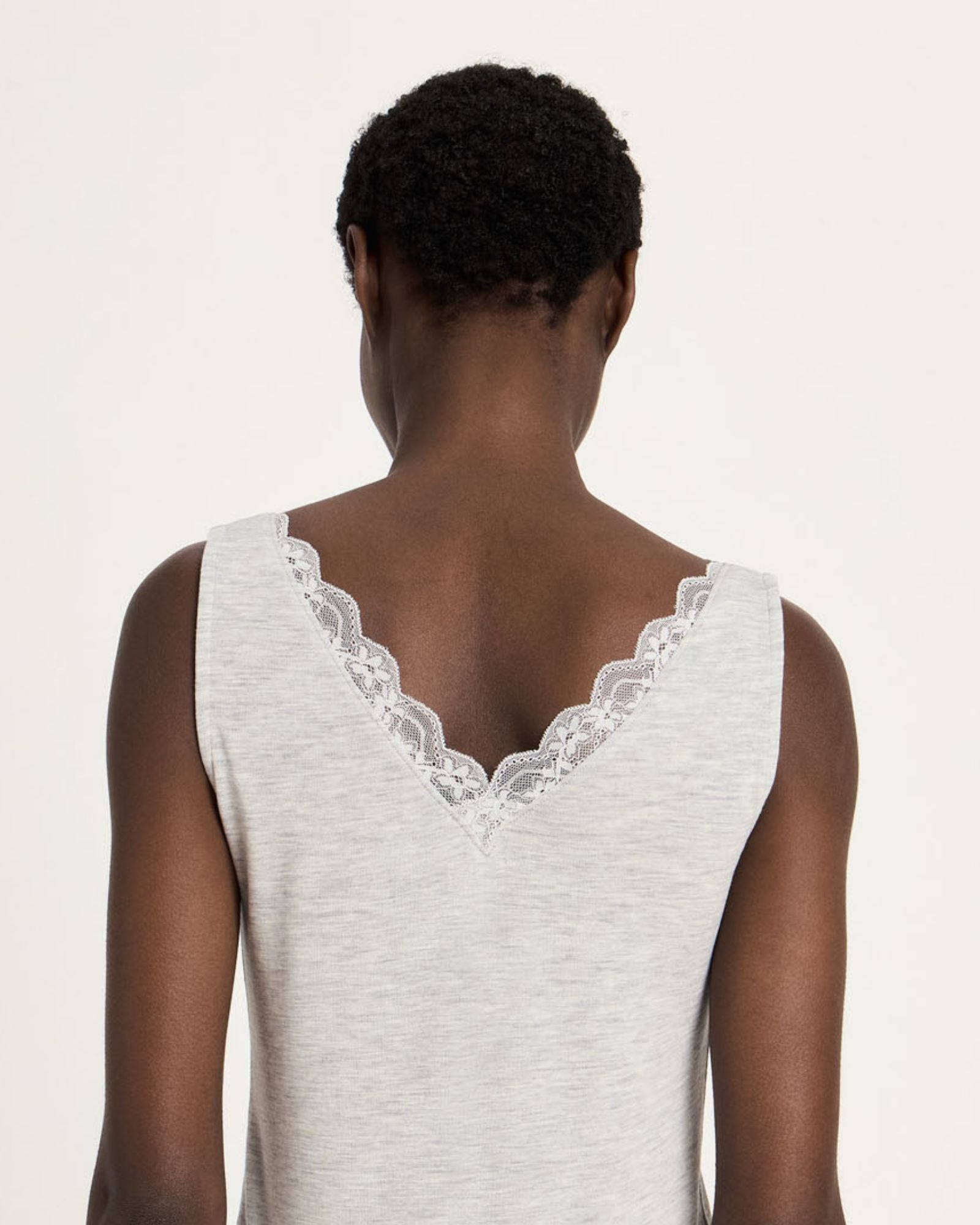 Débardeur coton bio dentelle LANIUS Gris Chiné – vue de dos