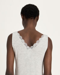 Débardeur coton bio dentelle LANIUS Gris Chiné – vue de dos
