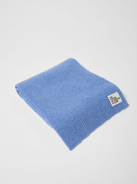 Écharpe côtelée laine et coton bio LANIUS Bleu clair chiné – pliée