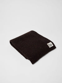 Écharpe côtelée laine et coton bio LANIUS Chocolat tweed – pliée