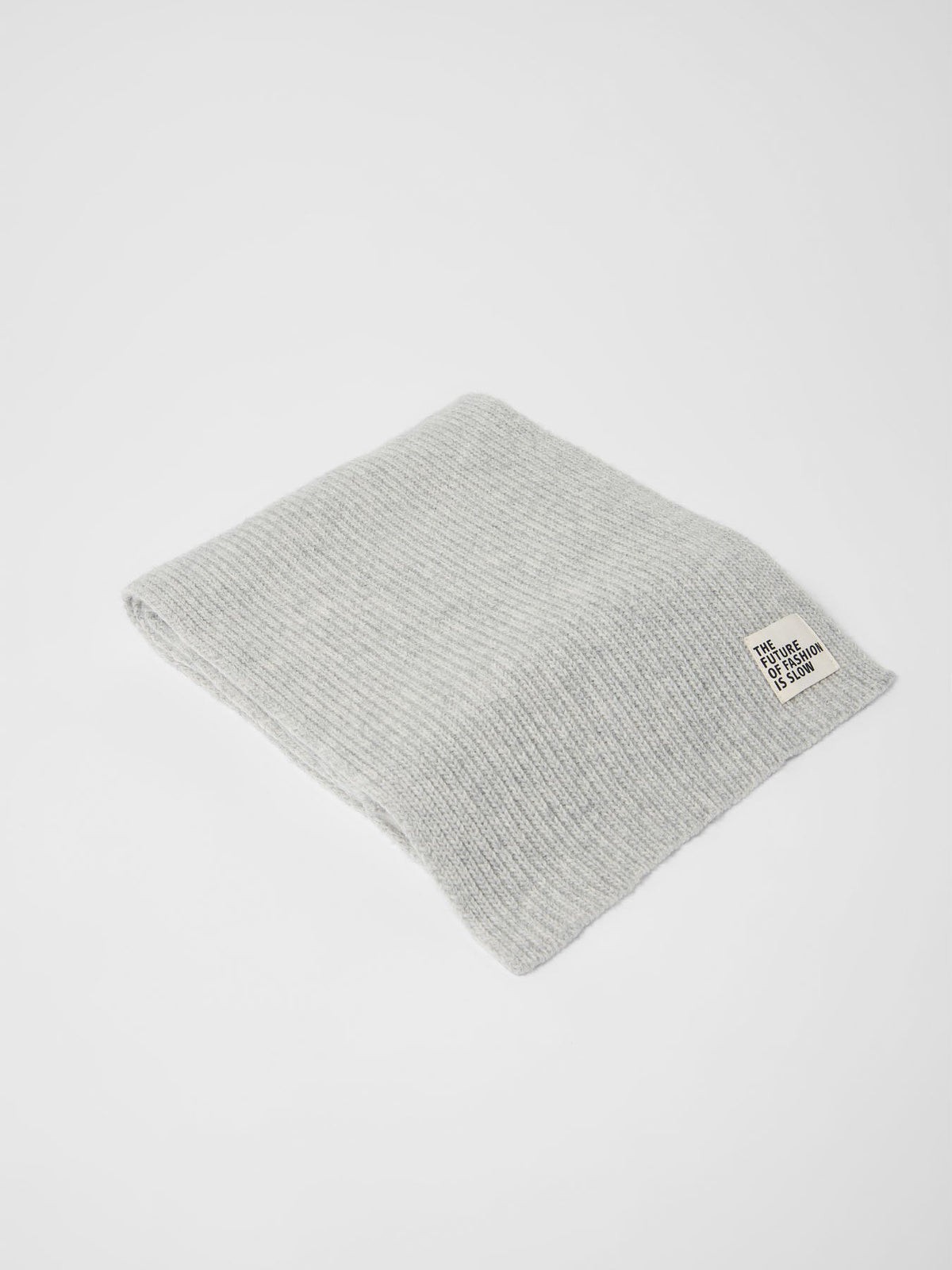 Écharpe côtelée laine et coton bio LANIUS Gris chiné – pliée