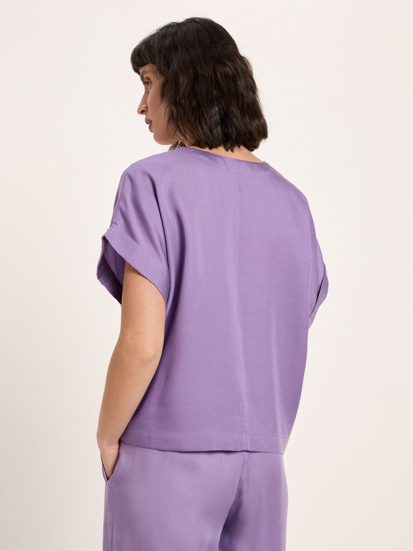 Haut drapé col V TENCEL LANIUS Lavande – vue à plat