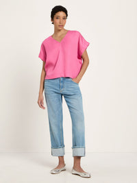 Haut drapé col V TENCEL LANIUS Rose Orchidée – vue de dos