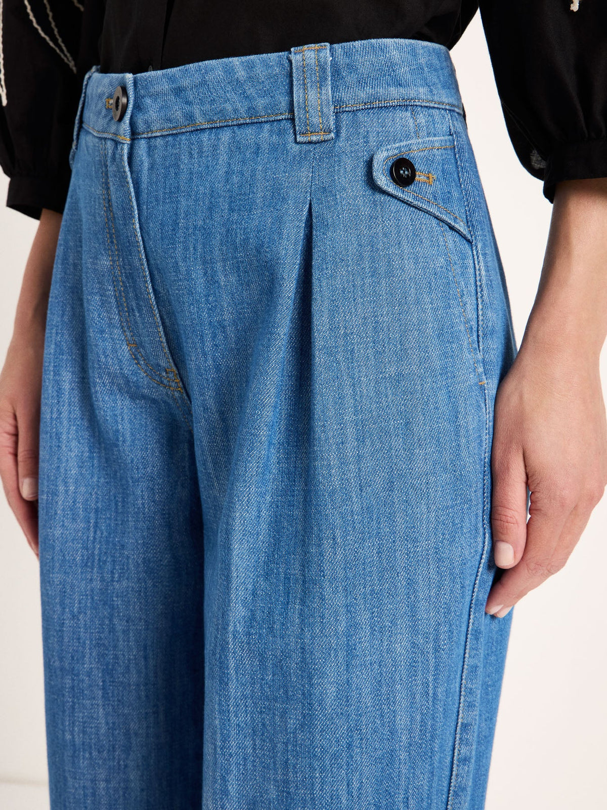 Jean LANIUS bleu moyen, pinces et poche – détail