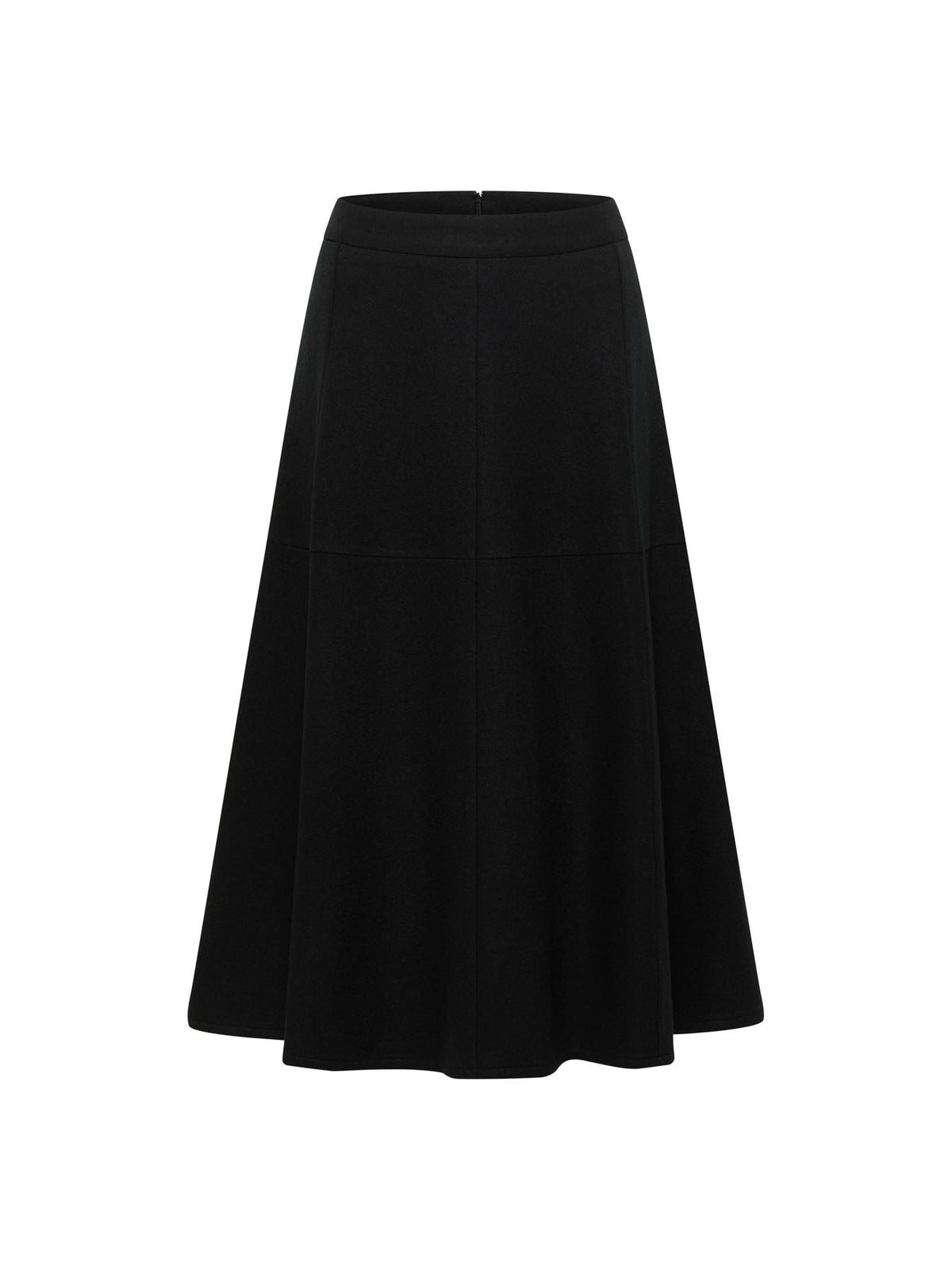 Jupe midi évasée en flanelle LANIUS Noir – à plat, vue de face