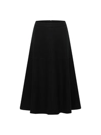 Jupe midi évasée en flanelle LANIUS Noir – à plat, vue de face