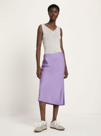 Jupe midi fluide TENCEL LANIUS Brume Violette – vue de face