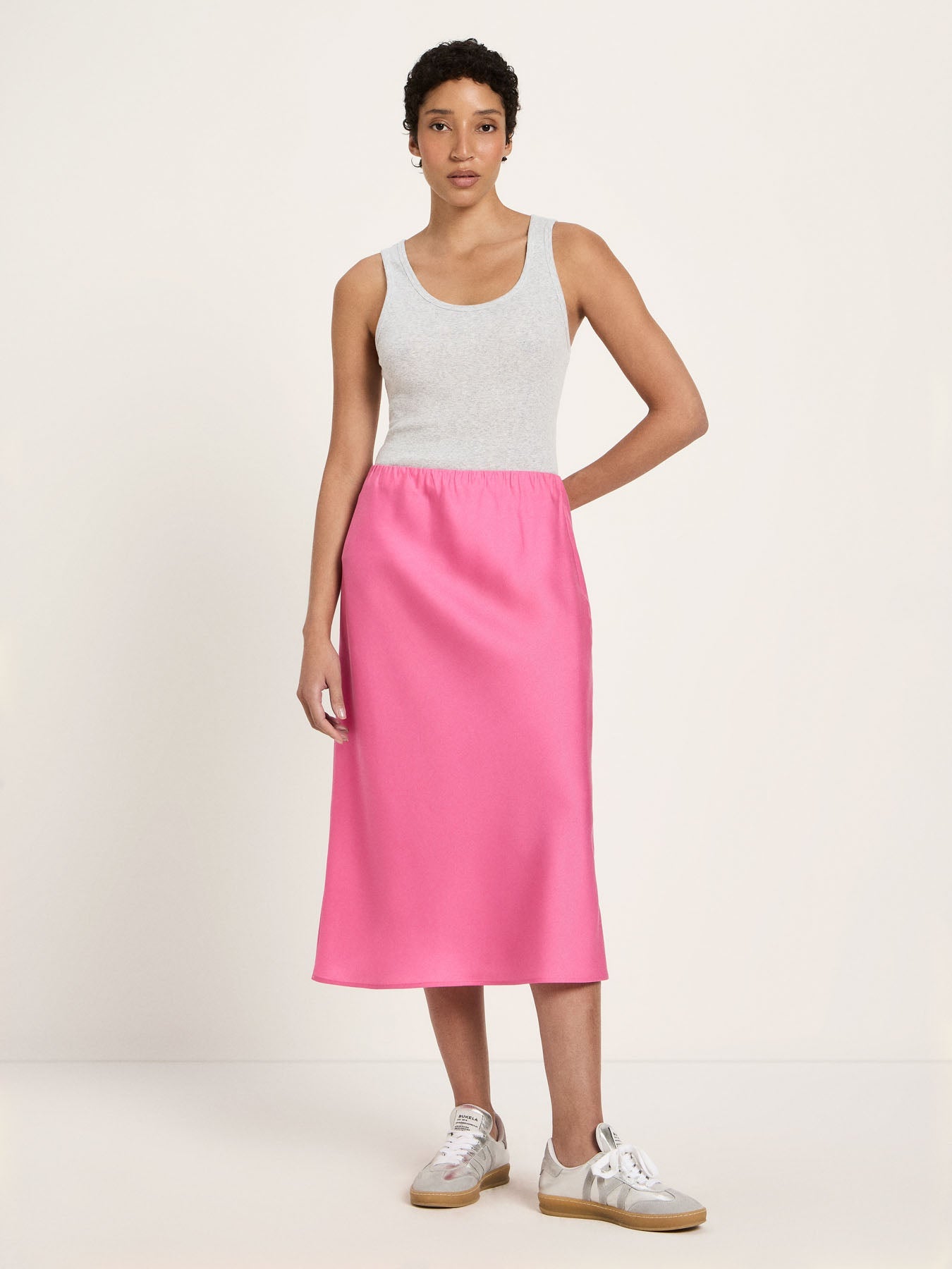 Jupe midi fluide TENCEL LANIUS Orchidée Vif – vue de face
