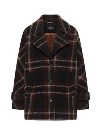 Manteau court à carreaux LANIUS Noir & marron – à plat, vue de face