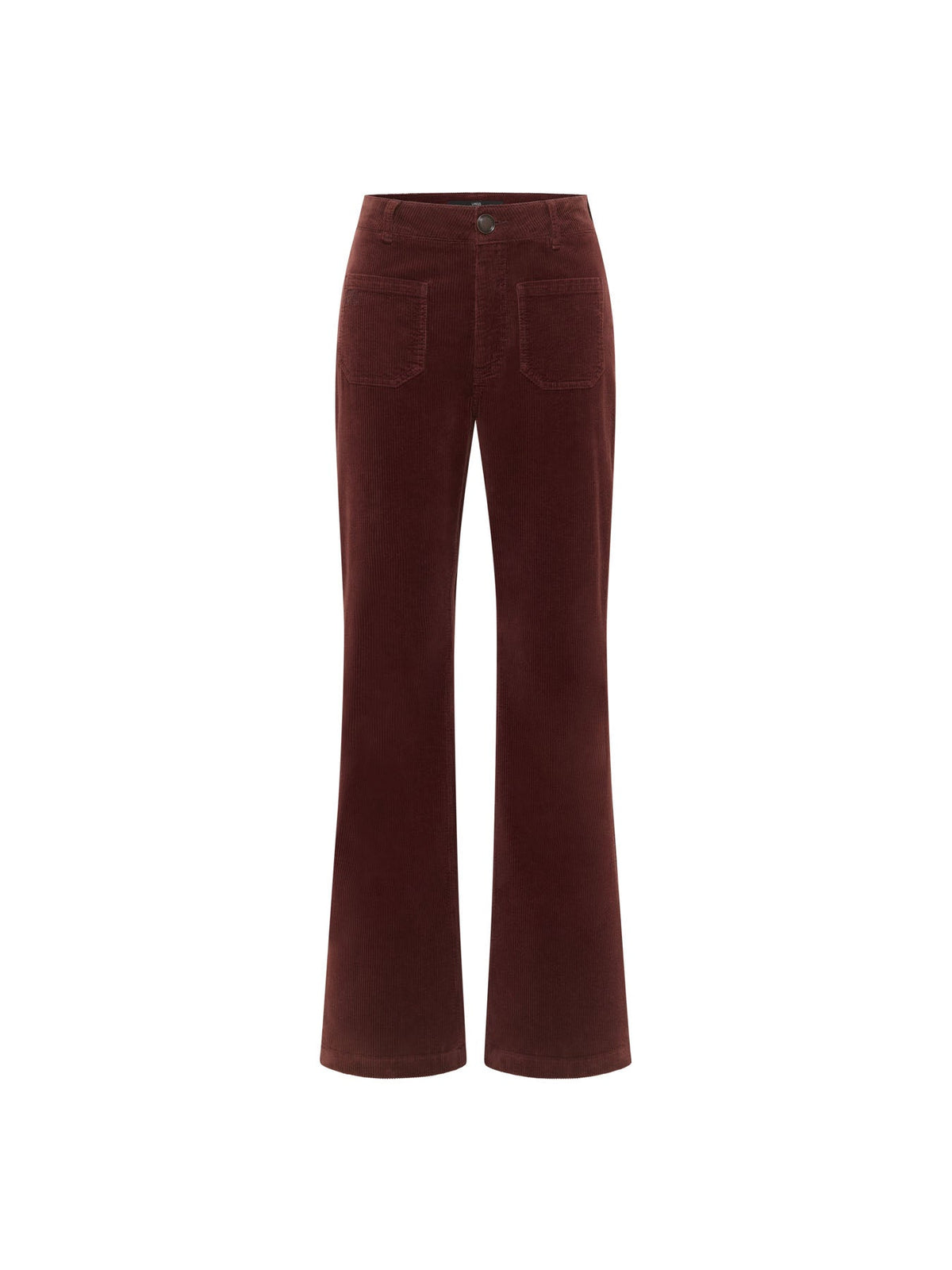 Pantalon flare en velours côtelé LANIUS Chocolat – à plat, vue de face