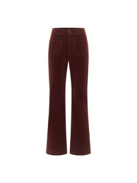 Pantalon flare en velours côtelé LANIUS Chocolat – à plat, vue de face