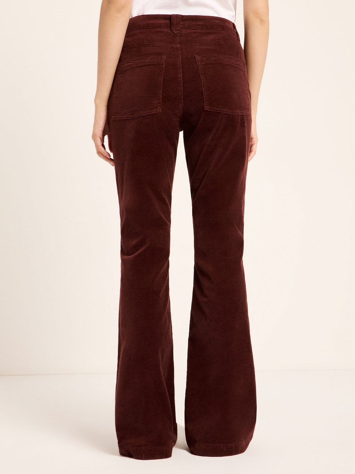 Pantalon flare en velours côtelé LANIUS Chocolat – vue de dos