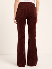 Pantalon flare en velours côtelé LANIUS Chocolat – vue de dos
