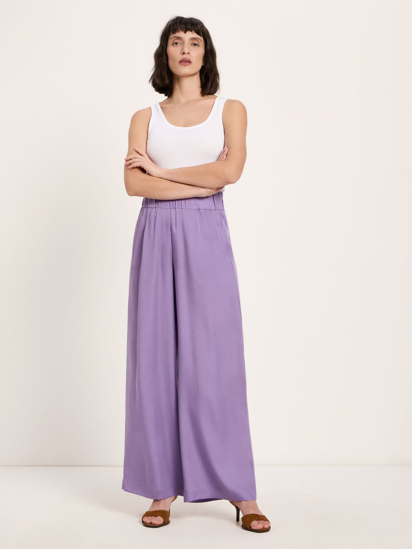 Pantalon large TENCEL LANIUS Brume Violette – vue de face