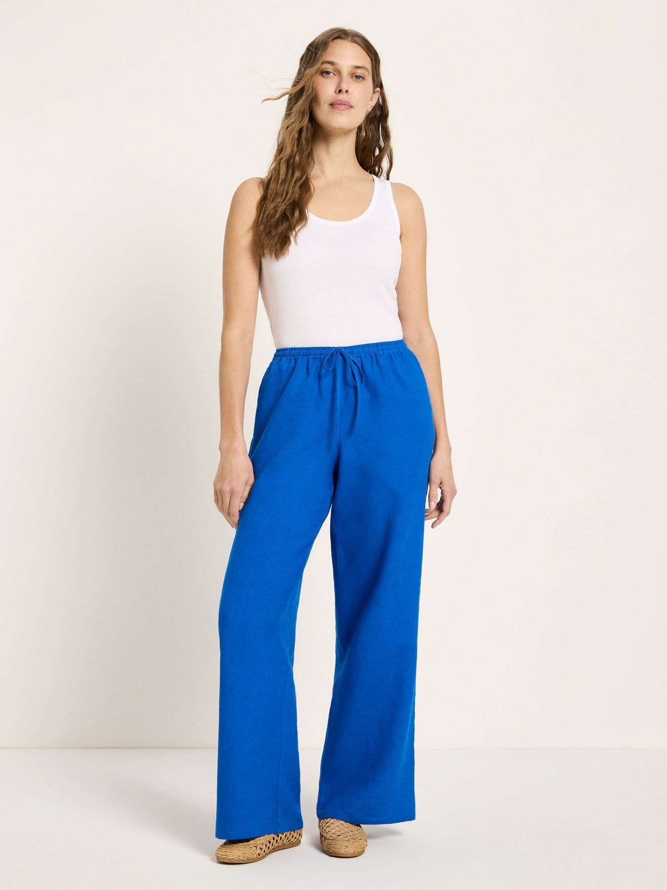 Pantalon en lin bio LANIUS GOTS Bleu Lapis – vue de face