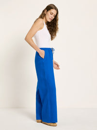 Pantalon en lin bio LANIUS GOTS Bleu Lapis – vue de profil