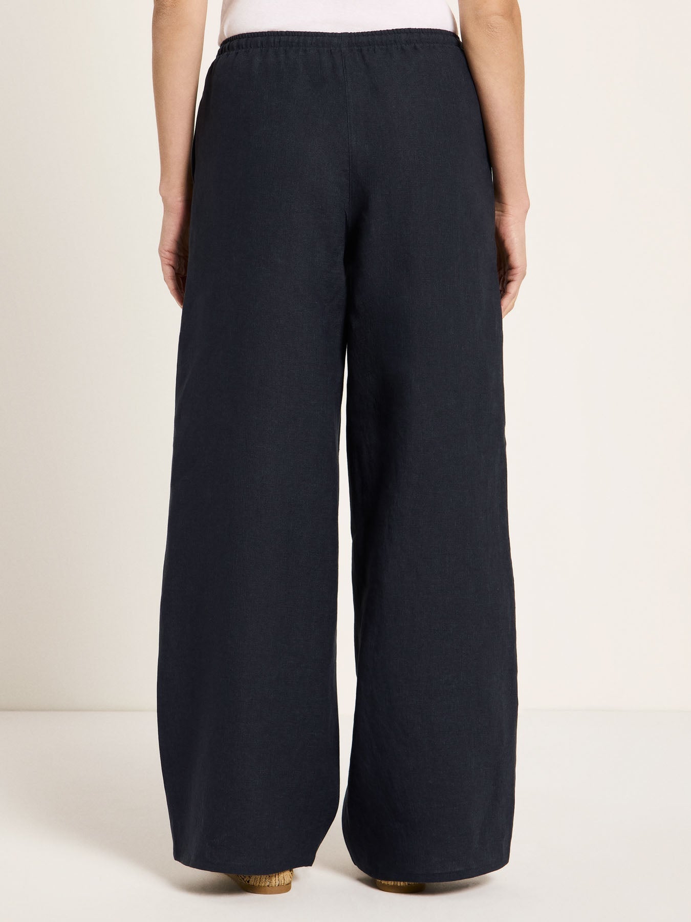 Pantalon en lin bio LANIUS GOTS Bleu Nuit – vue de dos