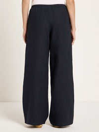 Pantalon en lin bio LANIUS GOTS Bleu Nuit – vue de dos