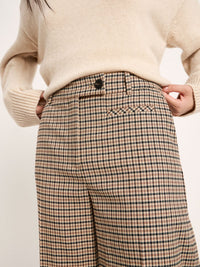 Pantalon Marlene à carreaux LANIUS Noir & beige – détail de la taille haute et de la poche
