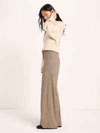 Pantalon Marlene à carreaux LANIUS Noir & beige – vue de profil, jambe large